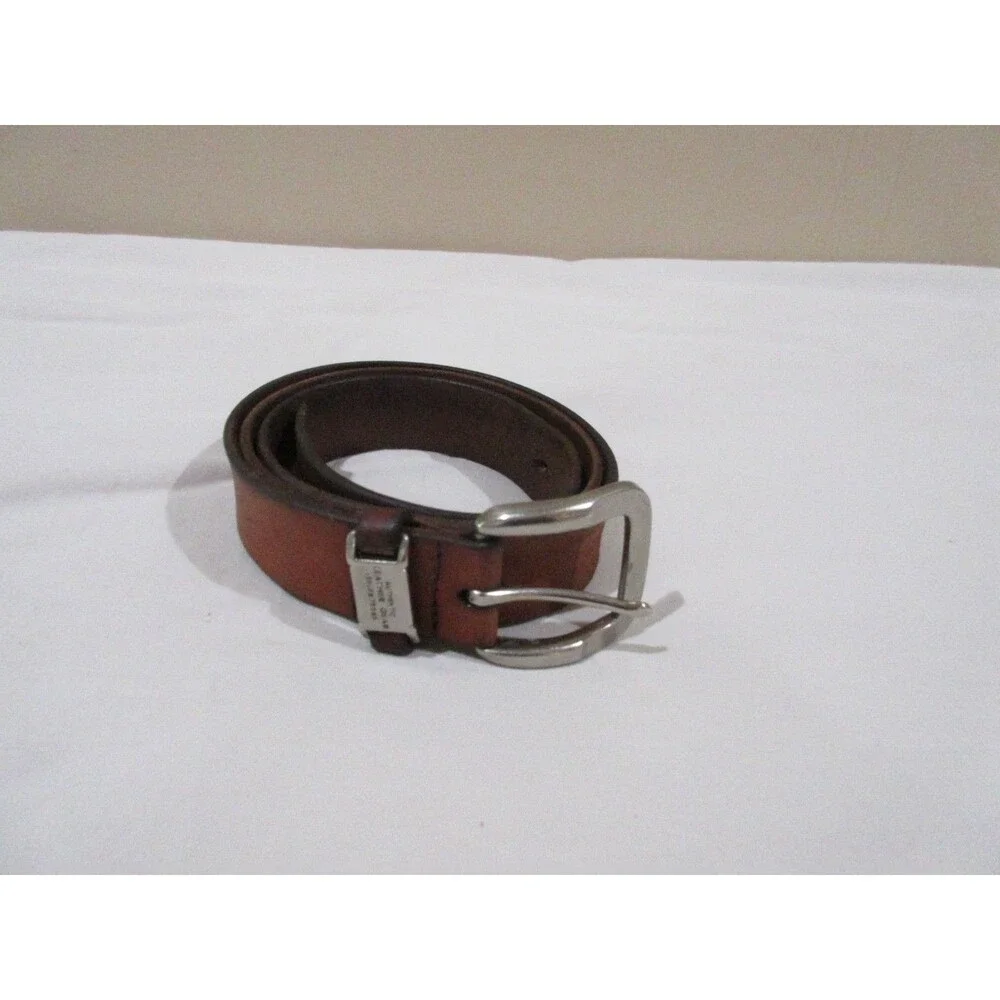 Roundtree & Yorke Belt Mens 88/88 Brown Silver Genuine Leather Soft Issue 75082